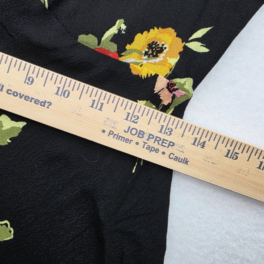 Free People Floral Dress Womens 2 Black 6 Neon Garden Balloon Sleeve V Neck - Picture 5 of 6